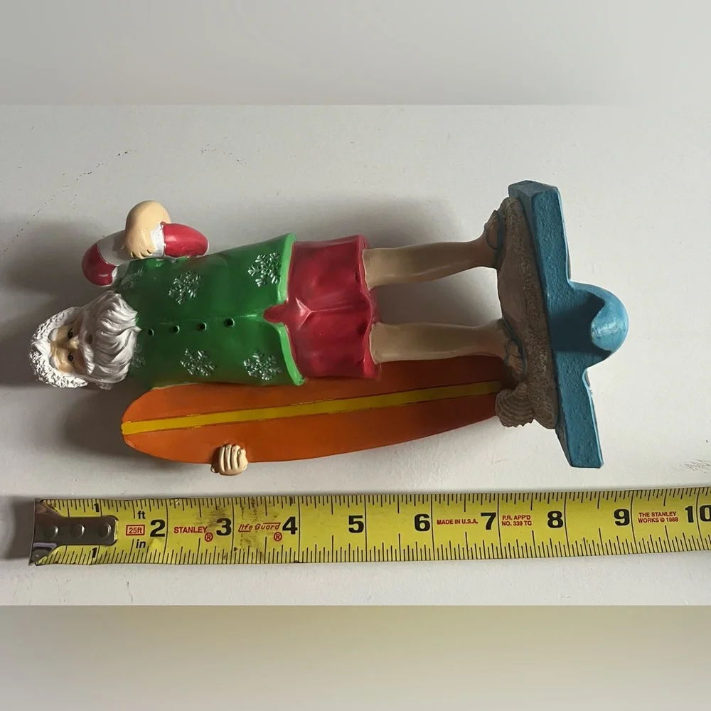 Christmas Mantle Surfing Santa Stocking Holder Holiday Decor Felted Bottom